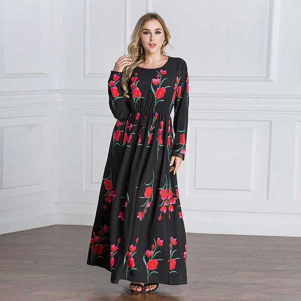 Rose Print Robe Dress - Mamofa Global Store