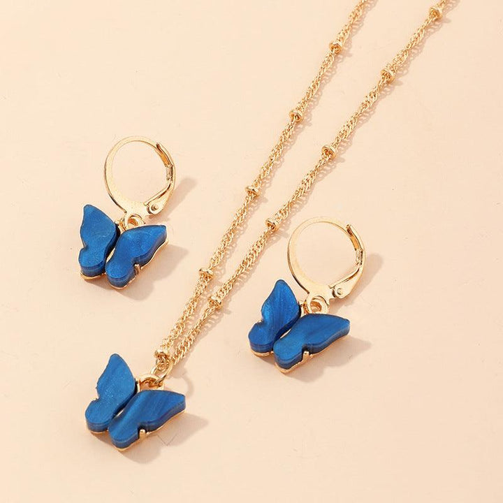 Creative Fashion Resin Butterfly Necklace And Earring Set - Mamofa Global Store