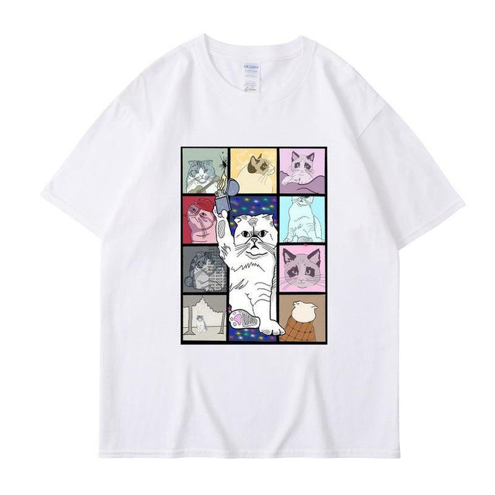 Animal Dog Cat Printed T-shirt Loose Hip Hop Street - Mamofa Global Store