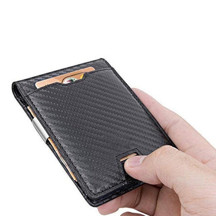 Men's Card Holder Fiber Leather Money Clip Wallet - Mamofa Global Store