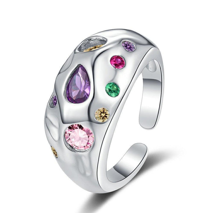 Colorful Rhinestones Rings For Women Temperament Niche Luxury Opening Ring - Mamofa Global Store