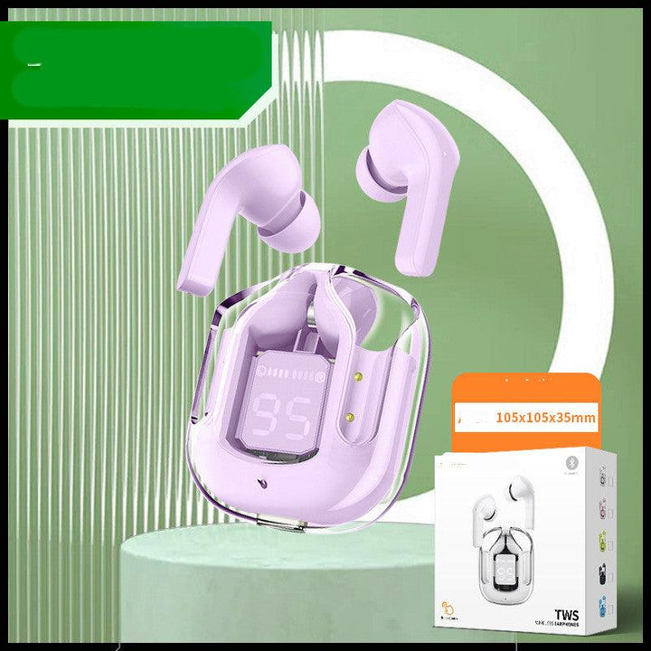 New Mini Transparent Wireless Bluetooth Headset Digital Display ENC Noise Reduction True Wireless Sports Music - Mamofa Global Store