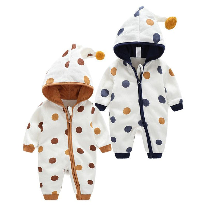 Cotton Printed Baby Hooded Crawling Bodysuit - Mamofa Global Store