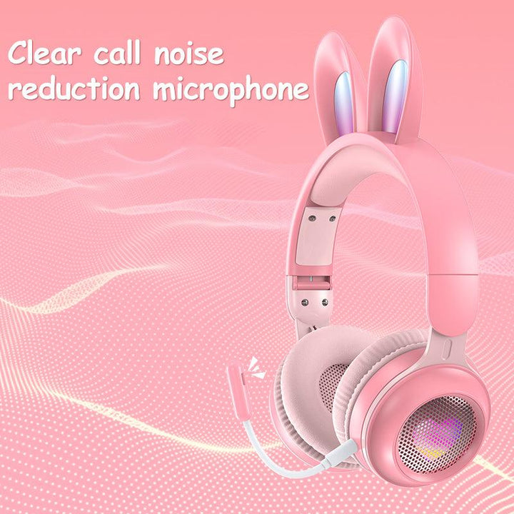 Rabbit Ear Headphones Wireless Luminous Extendable Wheat Headphones - Mamofa Global Store