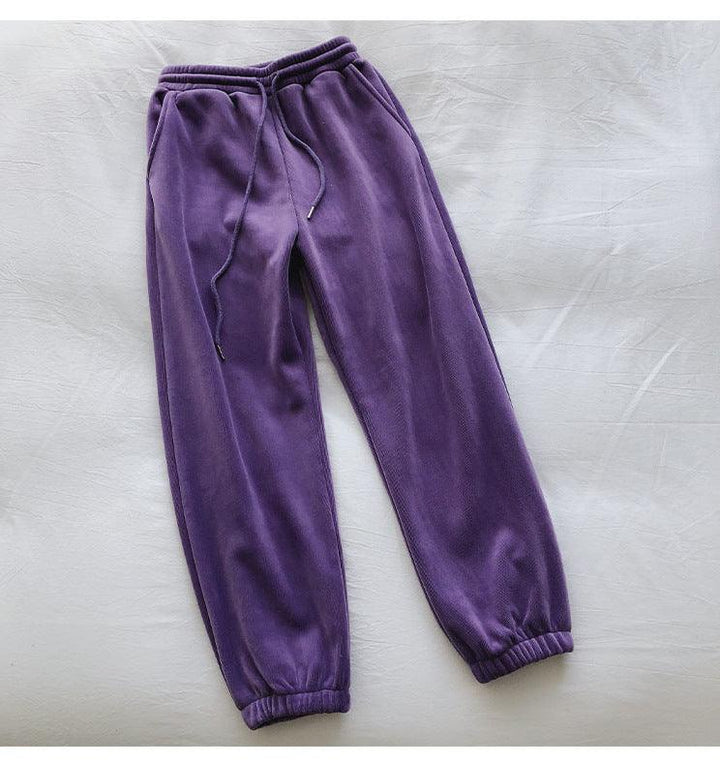 Sports Pants Female Fleece Lined Thick Loose Outerwear Casual Pants - Mamofa Global Store