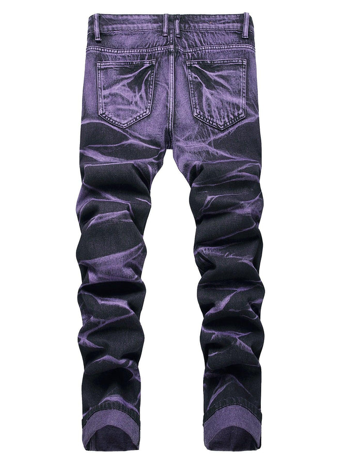 Purple And Black Fried Ripped Denim Trousers - Mamofa Global Store