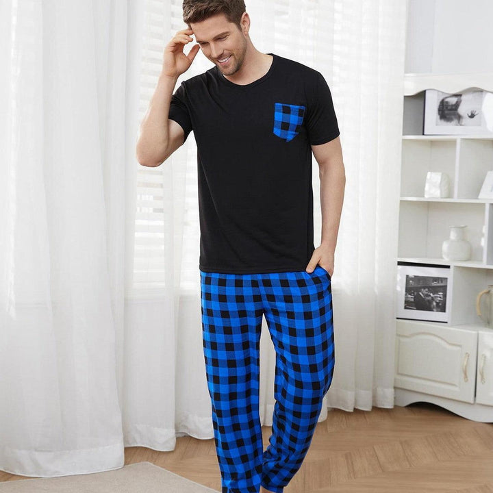 Men's Pajamas Set Short-sleeved Long Pants Home Wear - Mamofa Global Store