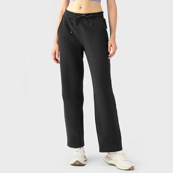 Autumn And Winter New Velvet Lining Warm And Loose Straight Sports Pants Female - Mamofa Global Store