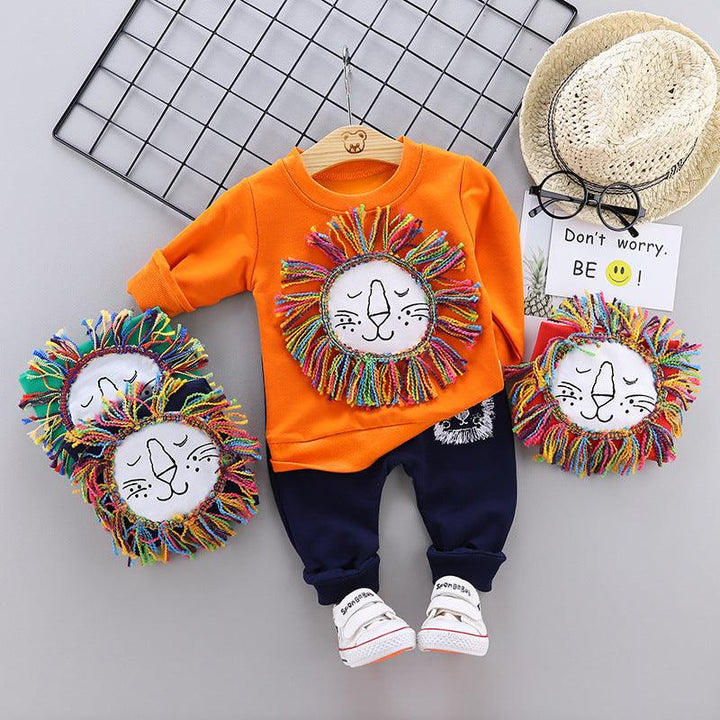 Round Neck Long-sleeved Sweater And Trousers Two-piece Children's Suit - Mamofa Global Store