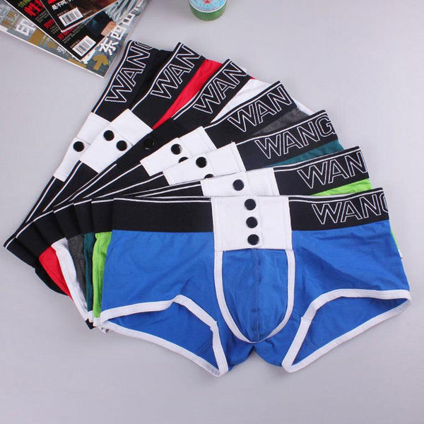 Men's Cotton Boxer Briefs Fashion Button Wide Edge Belt - Mamofa Global Store