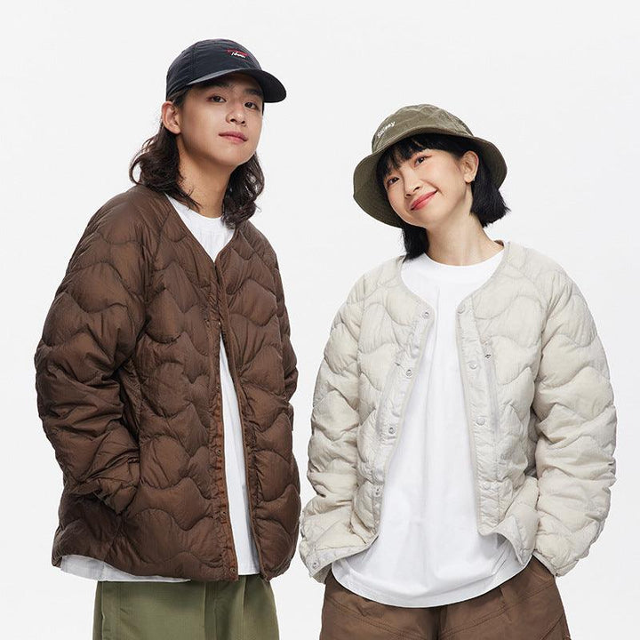 Simple Casual Wave Down Jacket Personality Couple - Mamofa Global Store