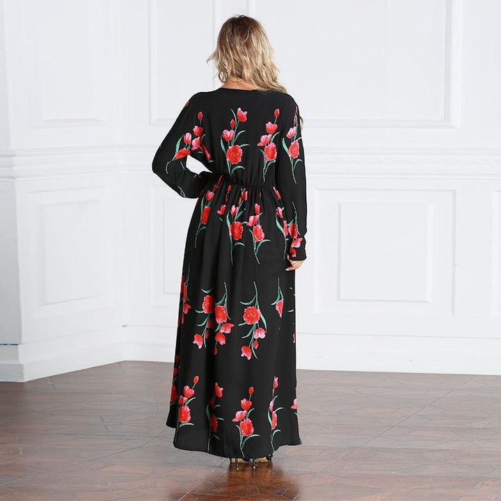 Rose Print Robe Dress - Mamofa Global Store