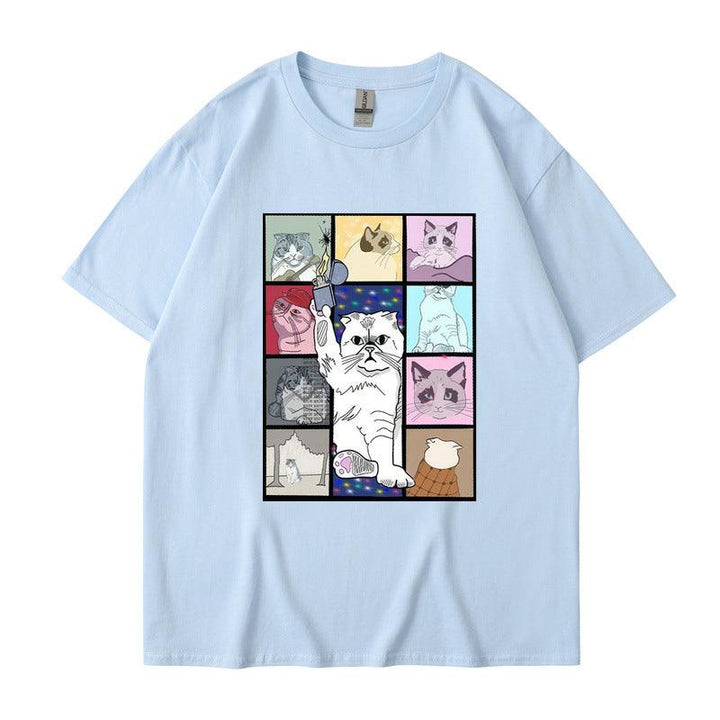 Animal Dog Cat Printed T-shirt Loose Hip Hop Street - Mamofa Global Store