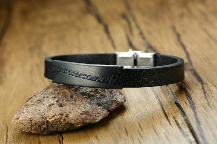 Stainless Steel Microfiber Leather Bracelet - Mamofa Global Store