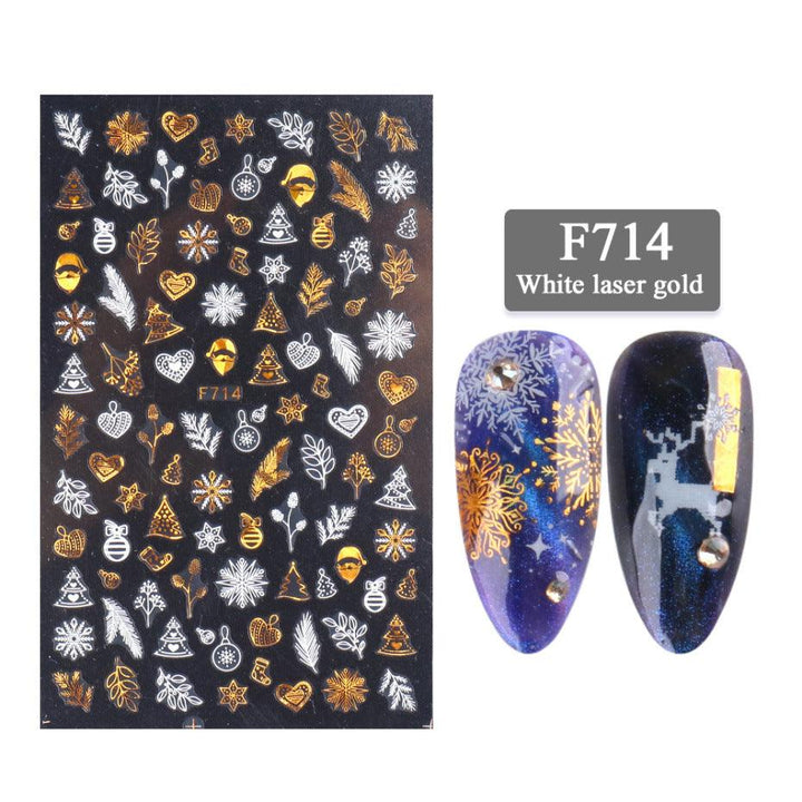 New Nail Stickers 3D Series Two-color Golden Laser Snowflake Thin Stickers Nail Art Design Nail Art Stickers - Mamofa Global Store