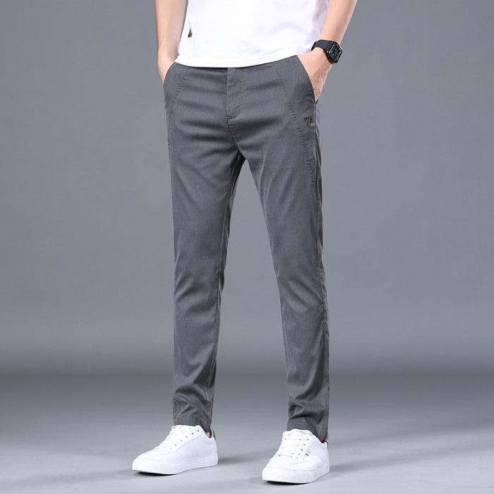 Men's Tencel Straight Trousers Slim Fit Skinny Pants - Mamofa Global Store