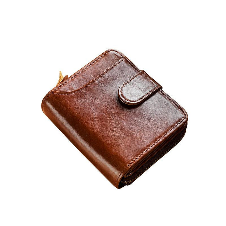 Leather Men's First Layer Short Wallet Multiple Card Slots - Mamofa Global Store