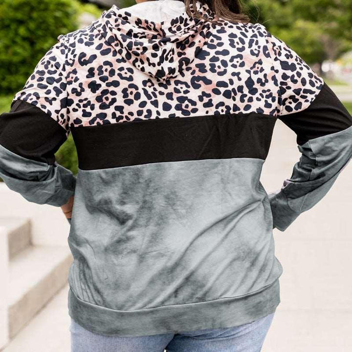 Autumn Leopard Print Leopard Print Contrast Color Casual Style Pullover Hooded Sweater Women - Mamofa Global Store