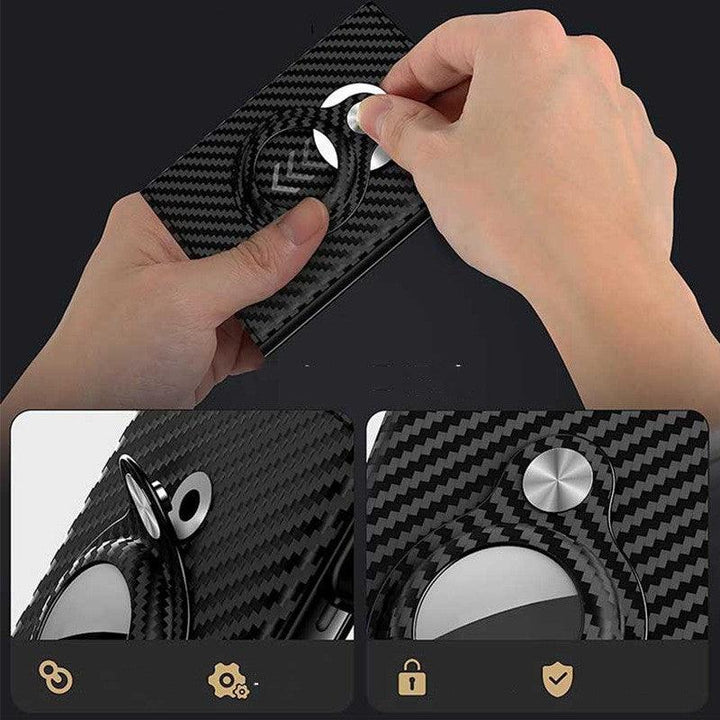 Carbon Fiber Leather Card Holder Black Stripe Multifunctional - Mamofa Global Store