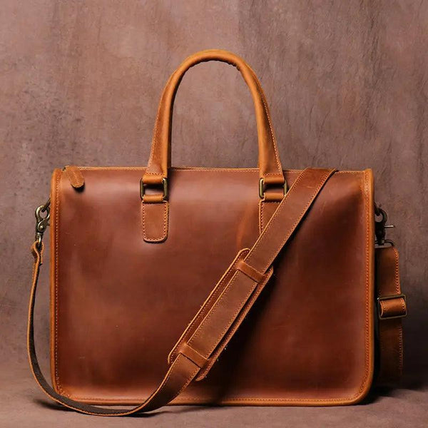 Men's Bag Crazy Horse Leather Briefcase For Laptop - Mamofa Global Store