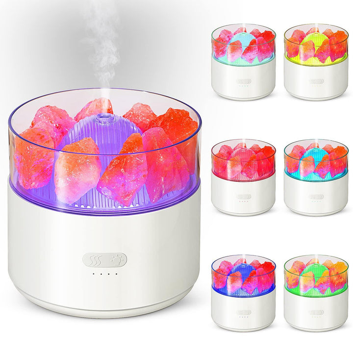 Cool-Mist Impeller Air Humidifier Crystal Salt Aroma Diffuser Incense Machine Fogger Essential Oil Lamp Difusor Ambient Light - Mamofa Global Store