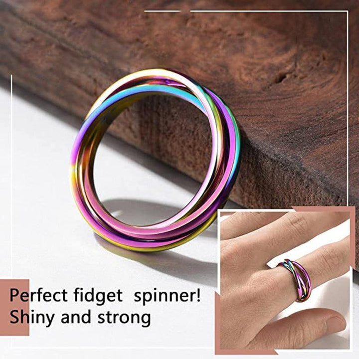 Three-ring Rotating Ring For Couple Creative Personalized Anxiety Relief Rings Women Geometric Jewelry - Mamofa Global Store