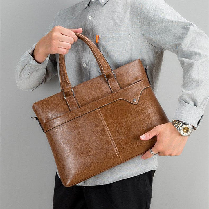 Men's Business Horizontal Leather Briefcase Handbag - Mamofa Global Store