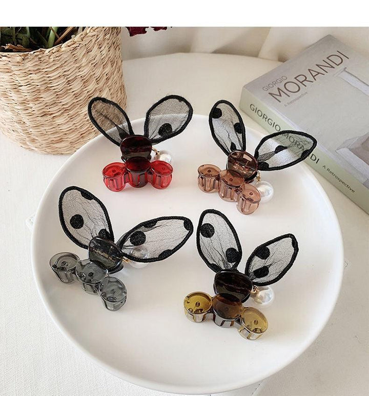 Polka Dot Lace Rabbit Ears Clip Bangs Broken Hairpin Pearl Hairpin - Mamofa Global Store