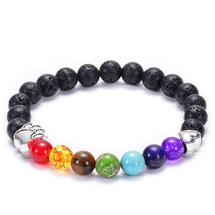 Dog's Paw Peach Heart Lava Volcanic Rock Energy Yoga Bracelet - Mamofa Global Store