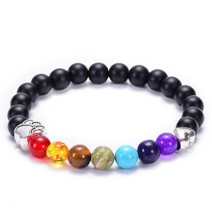 Dog's Paw Peach Heart Lava Volcanic Rock Energy Yoga Bracelet - Mamofa Global Store