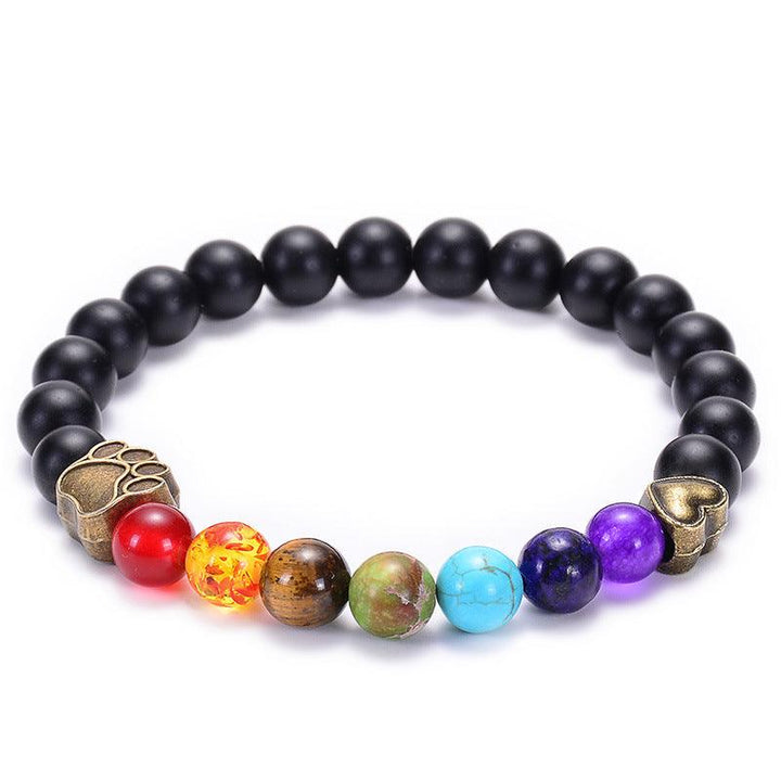 Dog's Paw Peach Heart Lava Volcanic Rock Energy Yoga Bracelet - Mamofa Global Store