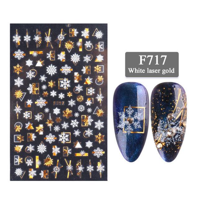 New Nail Stickers 3D Series Two-color Golden Laser Snowflake Thin Stickers Nail Art Design Nail Art Stickers - Mamofa Global Store