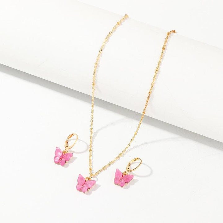 Creative Fashion Resin Butterfly Necklace And Earring Set - Mamofa Global Store