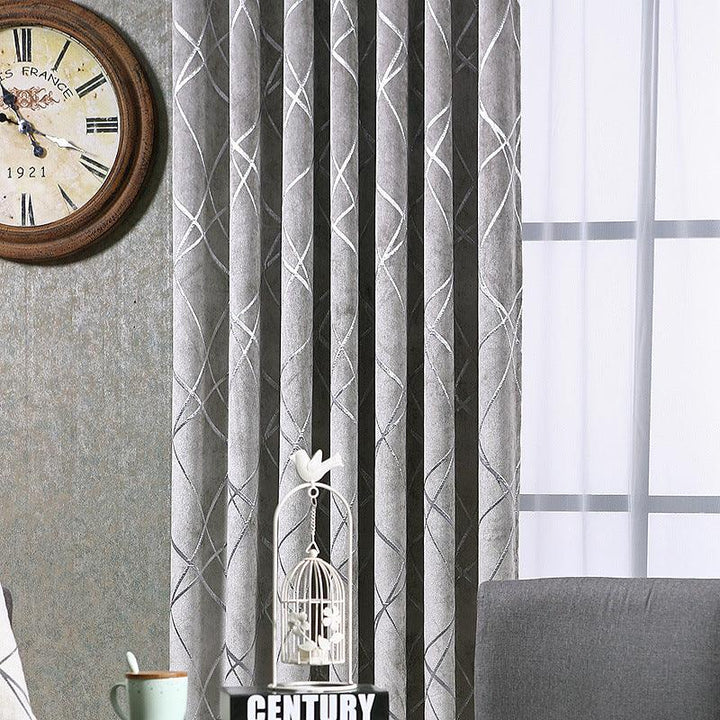 Solid Color Simple Modern Light Luxury Living Room Chenille Blackout Curtains - Mamofa Global Store