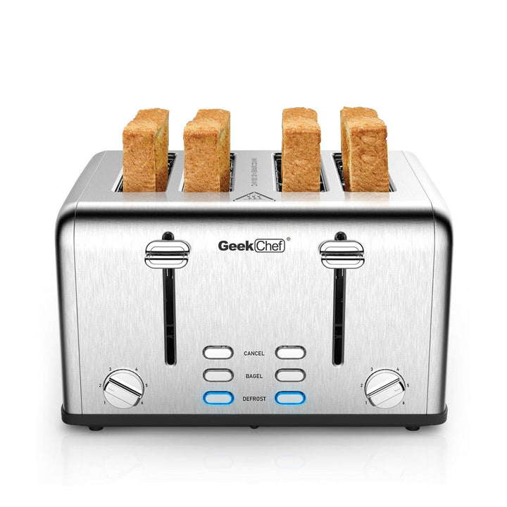 Prohibit Shelves In The Amazon. Toaster 4 Slice, Geek Chef Stainless Steel Extra-Wide Slot Toaster With Dual Control Panels Of Bagel,Defrost,Cancel Function,Ban Amazon - Mamofa Global Store