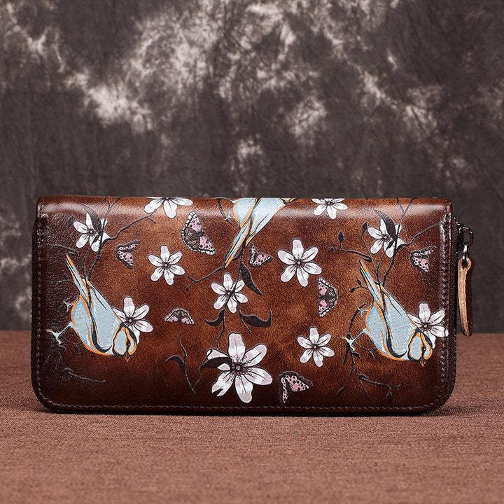 Women's Fashion Vintage Zipper First Layer Cowhide Wallet - Mamofa Global Store