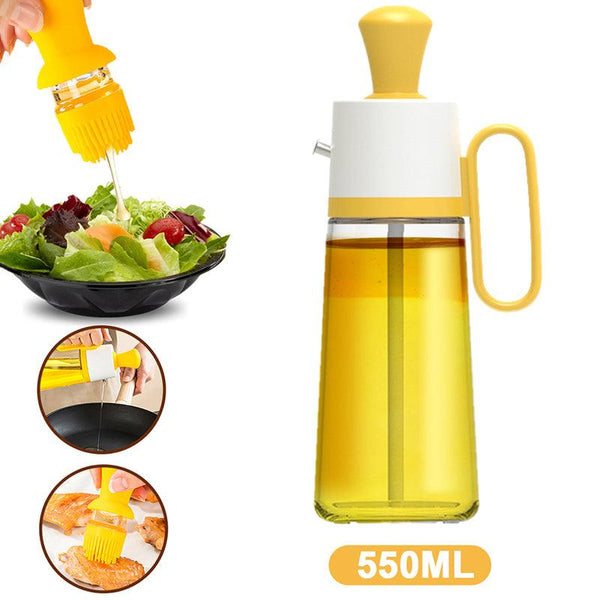 2 In 1 Oil Dispenser With Silicon Brush BBQ Oil Spray Glass Bottle Silicone For Barbecue Cooking Seasoning Bottle Kitchen Gadgets - Mamofa Global Store