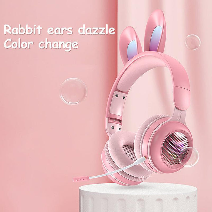 Rabbit Ear Headphones Wireless Luminous Extendable Wheat Headphones - Mamofa Global Store