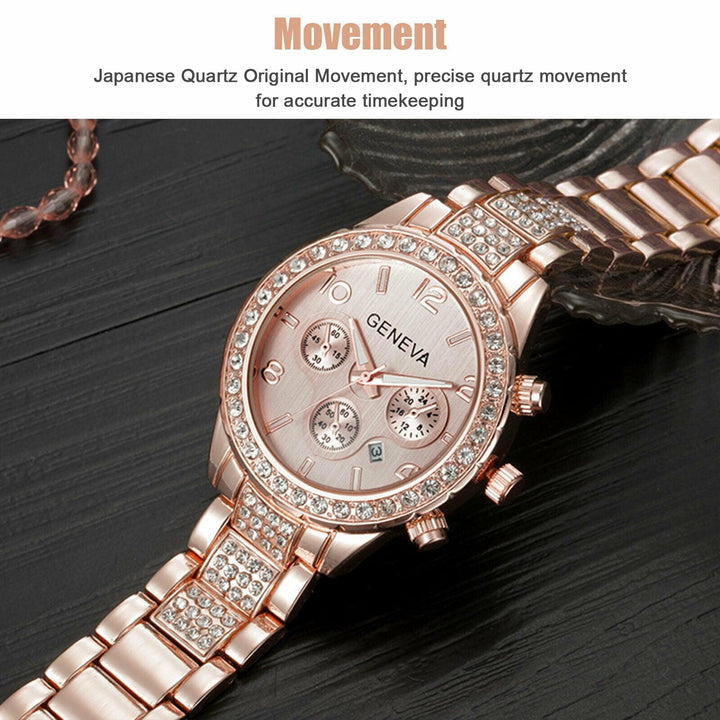 Waterproof Women Luxury Classic Stainless Steel Crystal Quartz Round Wrist Watch - Mamofa Global Store