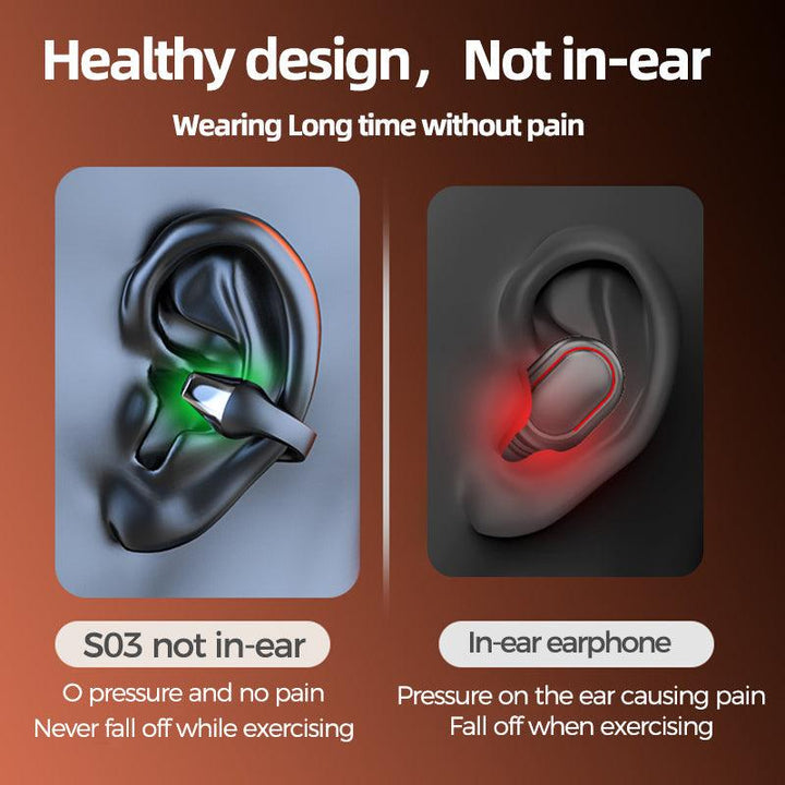 Ear Clip Bone Conduction Headphone Bluetooth 5.2 HIFI Wireless Earphone Touch Handsfree Sports Noise Cancelling Headset With Mic - Mamofa Global Store