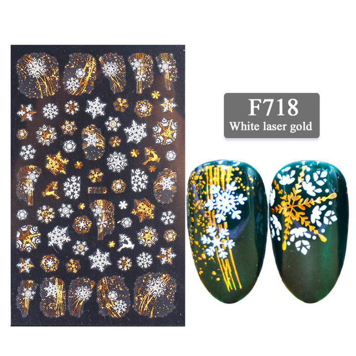 New Nail Stickers 3D Series Two-color Golden Laser Snowflake Thin Stickers Nail Art Design Nail Art Stickers - Mamofa Global Store