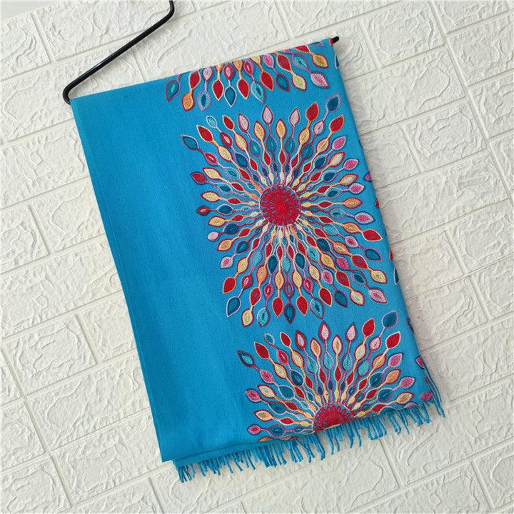 Women's Embroidered Cashmere SUNFLOWER Scarf - Mamofa Global Store