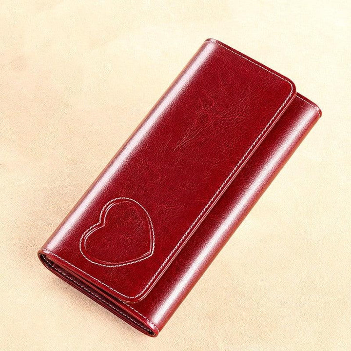 Women's Long Genuine Leather Large Capacity Wallet - Mamofa Global Store