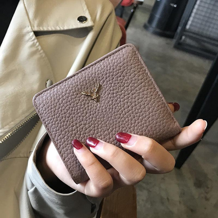 Leather Small Folding Women's Short Ultra-thin Mini Coin Purse Korean Fashion Wallet - Mamofa Global Store