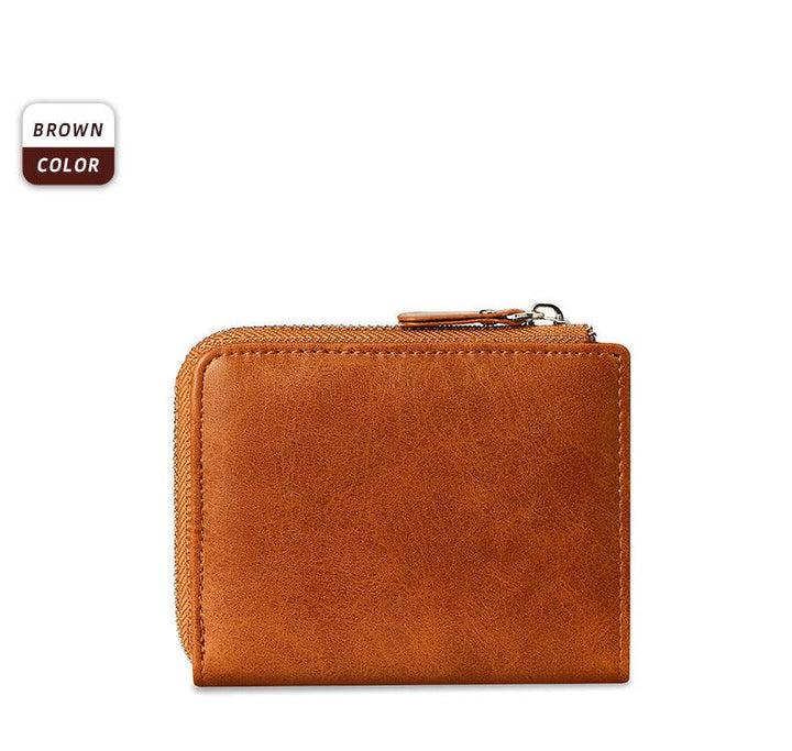 Men's Short Fashion Leather Zipper RFID Wallet - Mamofa Global Store