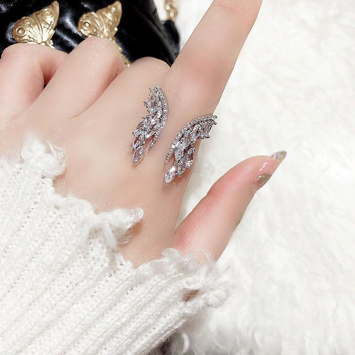 Creative Angel Wings Opening Ring Exquisite Women's Rhinestone Rings Personalized Jewelry - Mamofa Global Store