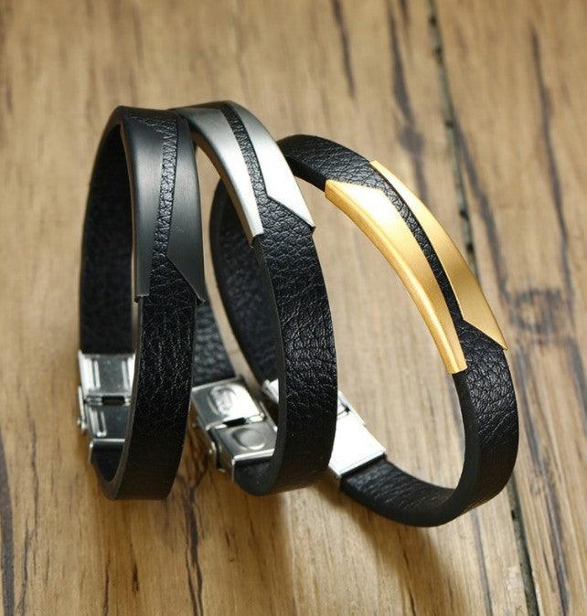 Stainless Steel Microfiber Leather Bracelet - Mamofa Global Store