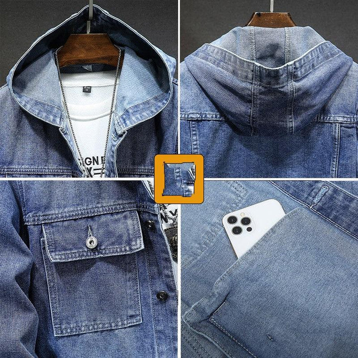 Hooded Denim Jacket Men's Spring - Mamofa Global Store