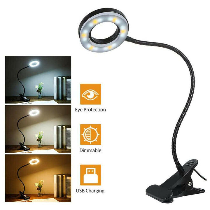 Clip On Desk Lamp LED Flexible Arm USB Dimmable Study Reading Table Night Light - Mamofa Global Store