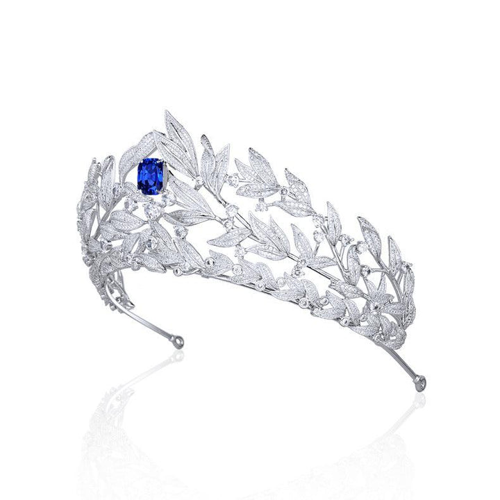 Sapphire Crown Copper Micro Inlay AAA Zircon Crown Wedding Headdress - Mamofa Global Store